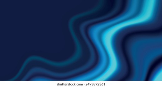 Moderner dunkelblauer abstrakter Horizontaler Banner-Hintergrund mit glühenden geometrischen Linien. Glänzend blaue diagonale abgerundete Linien Muster. Futuristisches Konzept	
