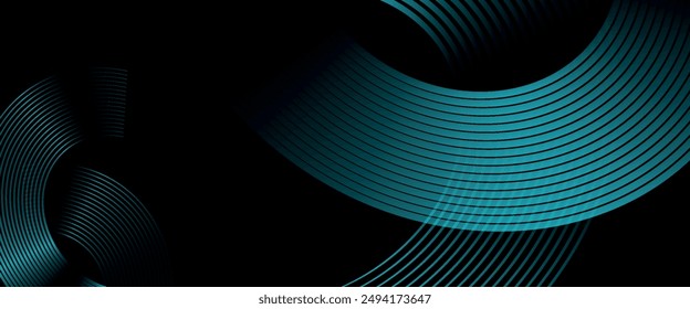 Fondo de Anuncio Horizontal abstracto azul oscuro moderno con líneas geométricas brillantes. Patrón de líneas redondeadas diagonales azul brillante. Concepto futurista. Adecuado para cubiertas, folletos, presentaciones