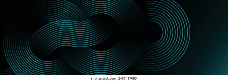 Modern dark blue abstract horizontal banner background with glowing geometric lines.Suitable for covers, brochures, presentations, flyers. vector.
