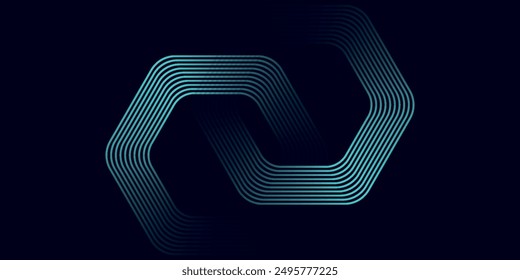 Fondo de Anuncio Horizontal abstracto azul oscuro moderno con líneas geométricas brillantes. Patrón de líneas redondeadas diagonales azul brillante. Concepto futurista