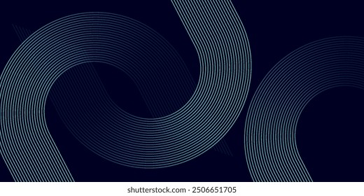 Modern dark blue abstract horizontal banner background with glowing geometric lines. Suitable for cover, brochure, presentation, flyer. vector, eps10.