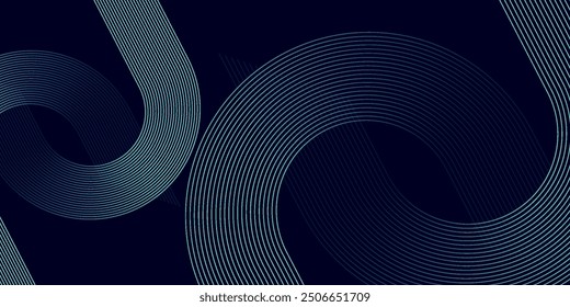 Modern dark blue abstract horizontal banner background with glowing geometric lines. Suitable for cover, brochure, presentation, flyer. vector, eps10.