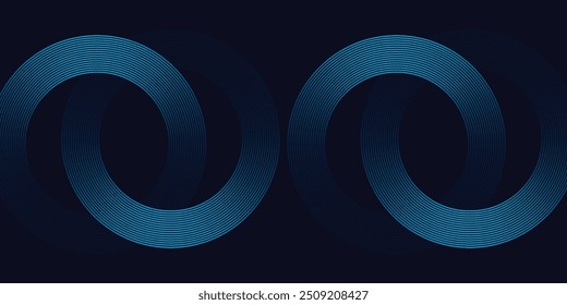 Fondo de Anuncio Horizontal abstracto azul oscuro moderno con líneas geométricas brillantes.