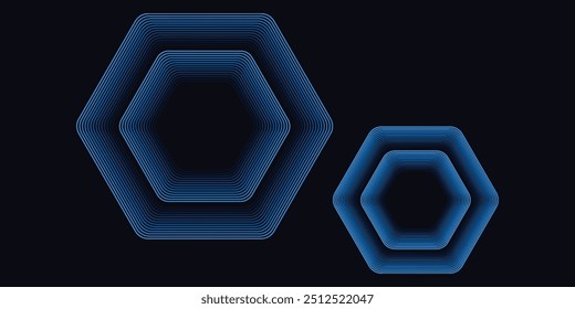 Fondo de Anuncio Horizontal abstracto azul oscuro moderno con líneas geométricas brillantes.