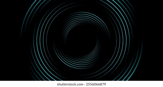 Modern dark blue abstract horizontal banner background with glowing geometric lines. Shiny blue diagonal rounded lines pattern. Futuristic concept. Suit for cover, brochure, presentation, flyer, web