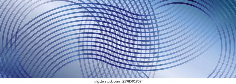 Modern dark blue abstract horizontal banner background with glowing geometric lines.Suitable for covers, brochures, presentations, flyers. vector.