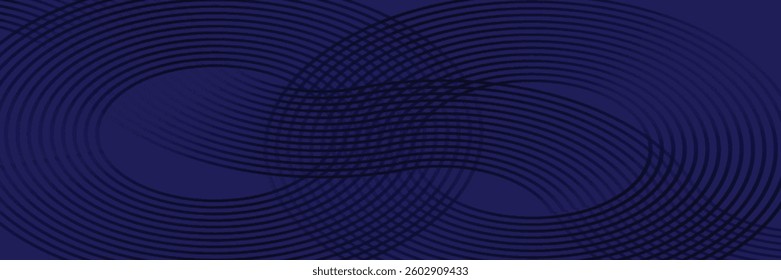 Modern dark blue abstract horizontal banner background with glowing geometric lines.Suitable for covers, brochures, presentations, flyers. vector.