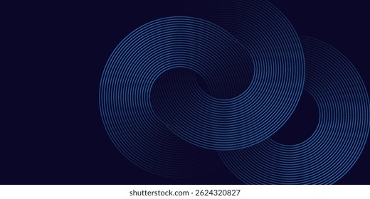 Fundo de banner horizontal abstrato azul escuro moderno com linhas geométricas brilhantes. Adequado para capas, brochuras, apresentações, eps 10