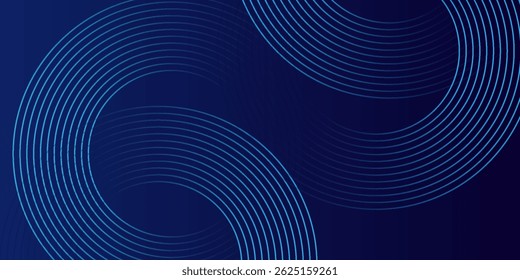 Modern dark blue abstract horizontal banner background with glowing geometric lines.Suitable for covers, brochures, presentations, flyers. vector.