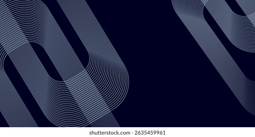 Fondo de Anuncio Horizontal abstracto azul oscuro moderno con líneas geométricas brillantes. Conveniente para la cubierta, folleto, presentación, volante. Vector, eps10.