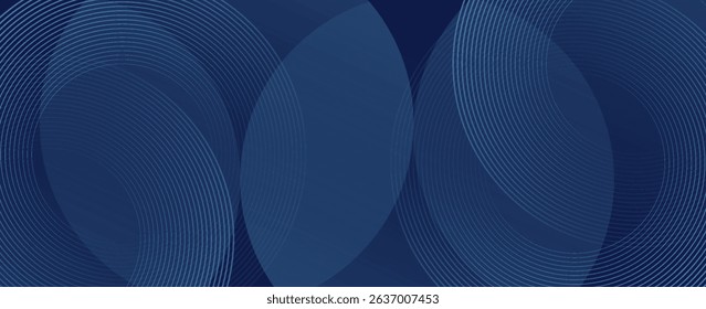 Modern dark blue abstract horizontal banner background with glowing geometric lines.Suitable for covers, brochures, presentations, flyers. vector.