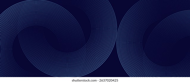 Modern dark blue abstract horizontal banner background with glowing geometric lines.Suitable for covers, brochures, presentations, flyers. vector.