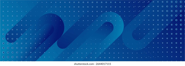 Modern dark blue abstract horizontal banner background with glowing geometric lines.Suitable for covers, brochures, presentations, flyers. vector