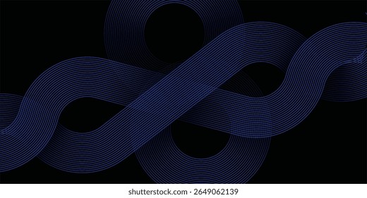 Modern dark blue abstract horizontal banner background with glowing geometric lines.Suitable for covers, brochures, presentations, flyers. vector.