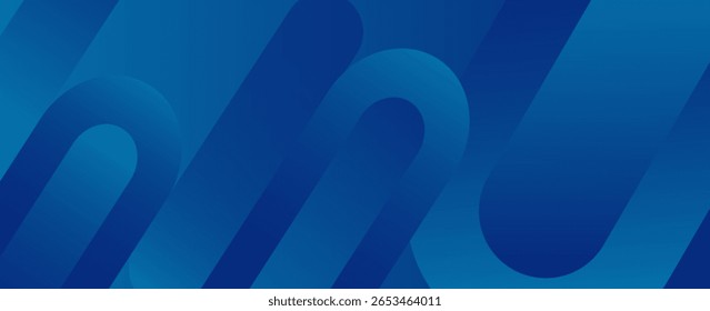 Modern dark blue abstract horizontal banner background with glowing geometric lines.Suitable for covers, brochures, presentations, flyers. vector