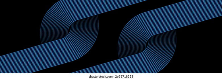 Fondo de Anuncio Horizontal abstracto azul oscuro moderno con líneas geométricas brillantes. Adecuado para cubiertas, folletos, presentaciones, volantes. Vector