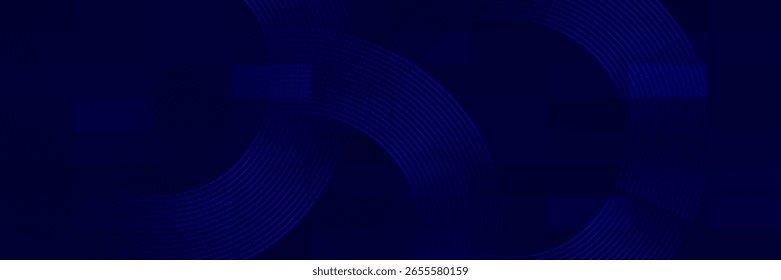 Fondo de Anuncio Horizontal abstracto azul oscuro moderno con líneas geométricas brillantes. Adecuado para cubiertas, folletos, presentaciones, volantes. Vector	
