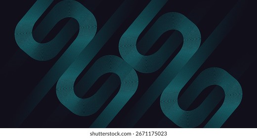 Fondo de Anuncio Horizontal abstracto azul oscuro moderno con líneas geométricas brillantes. Adecuado para cubiertas, folletos, presentaciones, volantes. Vector