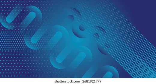 Modern dark blue abstract horizontal banner background with glowing geometric modern art 