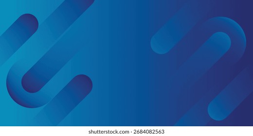 Modern dark blue abstract horizontal banner background with glowing geometric lines.