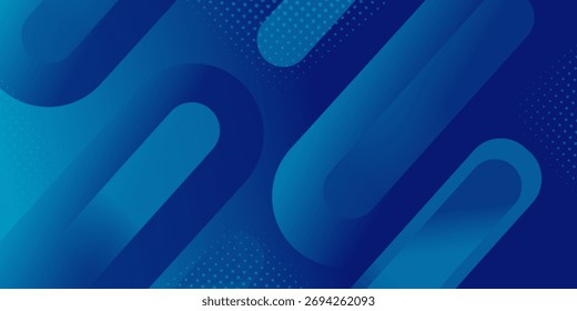 Modern dark blue abstract horizontal banner background with glowing geometric lines.Suitable for covers, brochures, presentations, flyers. vector