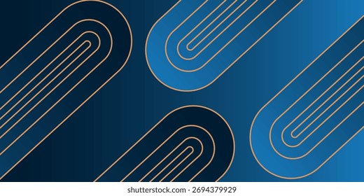 Fondo de Anuncio Horizontal abstracto azul oscuro moderno con líneas geométricas brillantes.