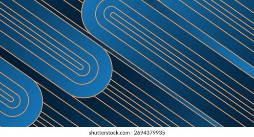 Modern dark blue abstract horizontal banner background with glowing geometric lines. Eps 10
