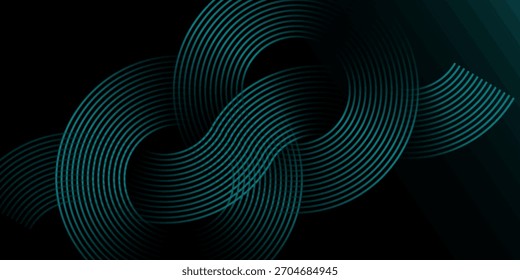 Modern dark blue abstract horizontal banner background with glowing geometric lines.Suitable for covers, brochures, presentations, flyers. vector.