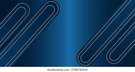 Modern dark blue abstract horizontal banner background with glowing geometric lines. Suitable for covers, brochures, presentations, and flyers. Vector