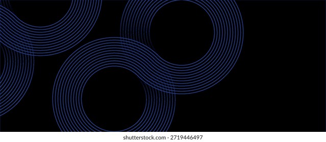 Fondo de Anuncio Horizontal abstracto azul oscuro moderno con líneas geométricas brillantes. Adecuado para cubiertas, folletos, presentaciones, volantes. Ilustración vectorial