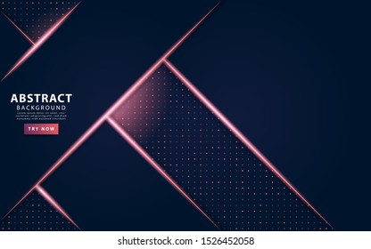 modern dark blue abstract technology background with purple neon light and rays.Overlap layers with paper effect. Realistic light effect on textured particle background.vector illustration.