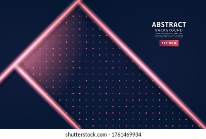 modern dark blue abstract technology background with purple neon light and rays.Overlap layers with paper effect. Realistic light effect on textured particle background.vector illustration.