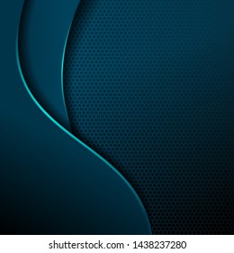 Modern dark blue abstract wave with hexagon steel background
