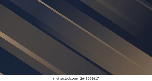 Modern dark blue background. Gradient golden linear background with abstract waves. Luxury and elegant style template. Simple composition with wave curve shapes design. Vector illustration