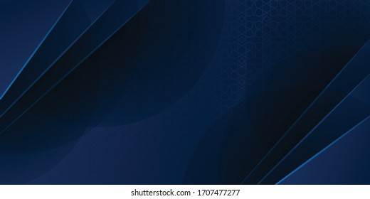 Modern dark blue background for presentation design. Abstract 3D geometric triangle lines on dark blue background. Vector illustration for corporate, business, banner, poster, flyer and much more 