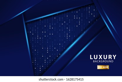 modern dark blue background shine blue line.Overlap layers with paper effect on textured background. Template vector.
