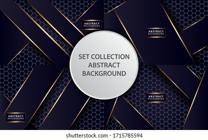 modern dark blue  background shine gold line.Overlap layers with paper effect on textured background. Template vector.