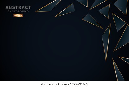 modern dark blue background.Realistic light effect on textured grey and blue gradient triangular background. with golden line. can be used in cover design, poster, flyer, vector illustration.
