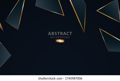 fondo azul oscuro moderno.Efecto de luz realista sobre fondo triangular de gradiente gris y azul texturado. con la línea dorada. se puede usar en diseño de portada, afiche, ilustración vectorial.