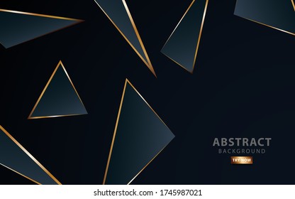 modern dark blue background.Realistic light effect on textured grey and blue gradient triangular background. with golden line. can be used in cover design, poster,vector illustration.