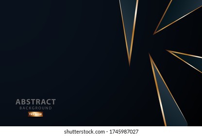 modern dark blue background.Realistic light effect on textured grey and blue gradient triangular background. with golden line. can be used in cover design, poster,vector illustration.