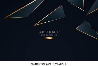 modern dark blue background.Realistic light effect on textured grey and blue gradient triangular background. with golden line. can be used in cover design, poster,vector illustration.