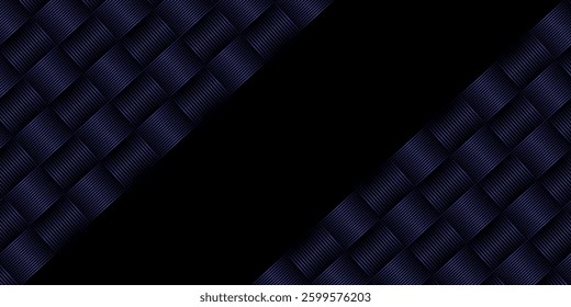 Modern dark blue banner background with geometric diagonal overlay and glowing lines. vector