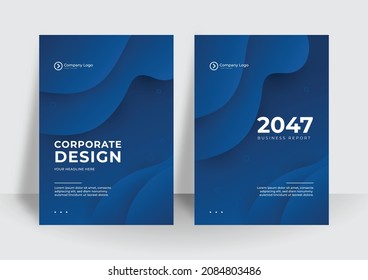 Modern dark blue corporate identity cover business vector design background. Flyer brochure advertising abstract background. Leaflet poster magazine layout template. Annual report for presentation