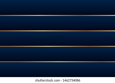 Modern dark blue geometric background for business or presentation or poster with golden horizontal lines.