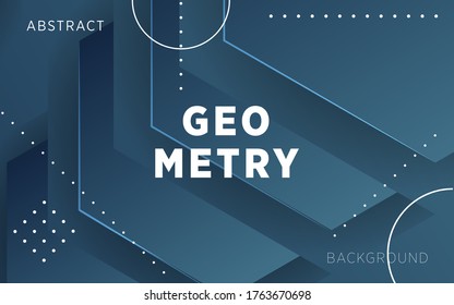 modern dark blue gradient abstract geometry shape background with lines.can be used in cover design, poster, flyer, book design, website backgrounds or advertising. vector illustration.