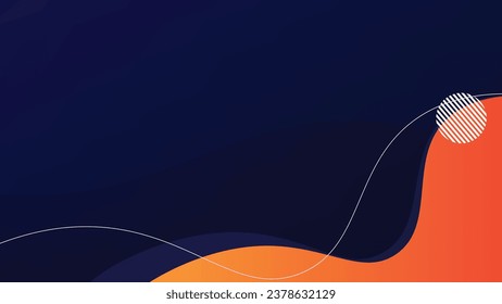 Modern dark blue gradient background with orange waves. Suit for cover, banner, poster, flyer, brochure, website.