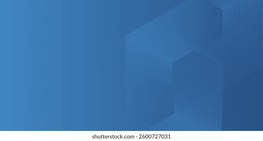 Modern dark blue gradient background featuring a hexagon line. Ideal as a sophisticated backdrop for various design abstract simple