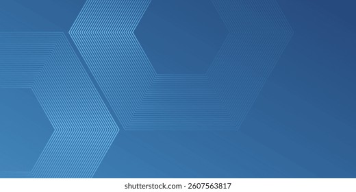 Modern dark blue gradient background featuring a hexagon line. Ideal as a sophisticated backdrop for various abstract