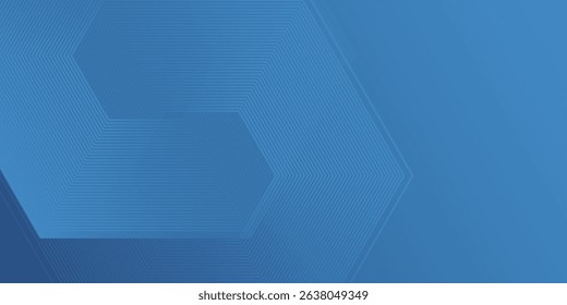 Modern dark blue gradient background featuring a hexagon line. Ideal as a sophisticated backdrop for various abstract modern